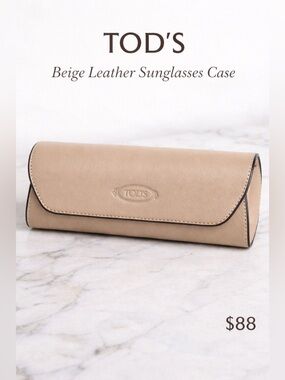 Tod’s Beige Leather Sunglasses Case Large Designer Eyewear Case